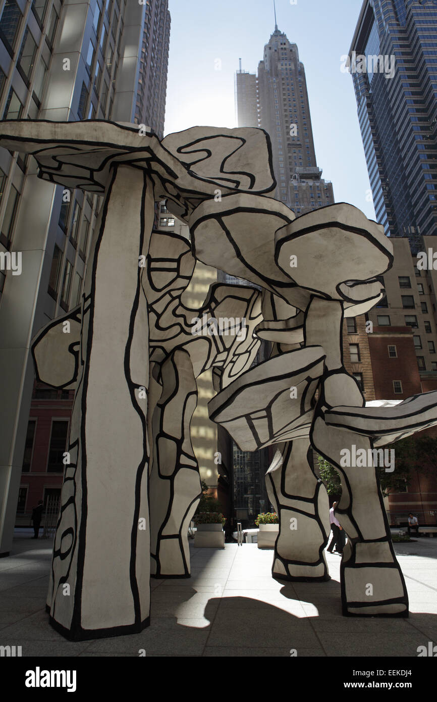 Group of Four Trees sculpture by Jean Dubuffet in Chase Manhattan Bank Plaza New York Stock Photo