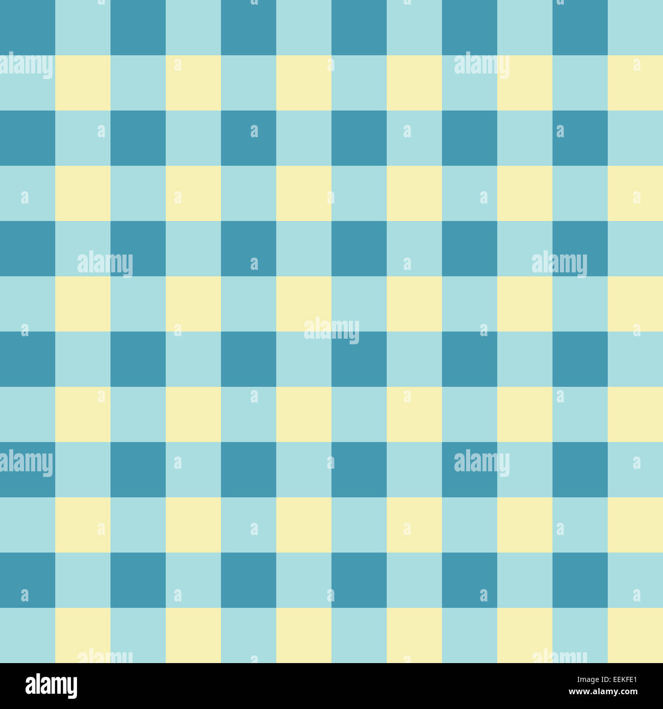 Pale yellow, cyan and blue checkered seamless background pattern Stock Photo