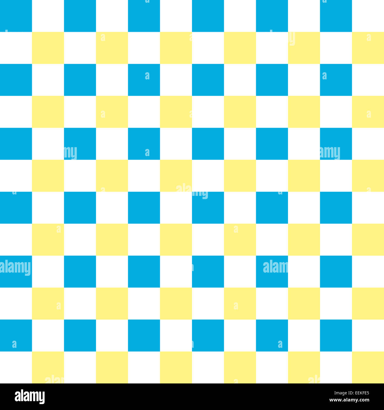 Vivid cyan, yellow and white checkered seamless background pattern Stock Photo