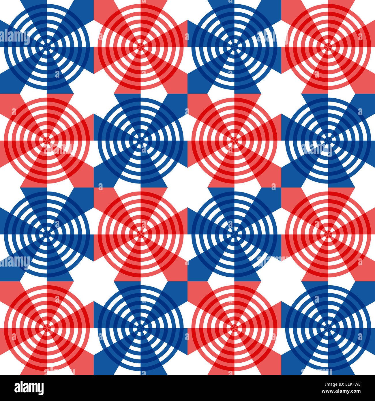 Red, white and blue stars and stripes in a festive seamless pattern Stock Photo