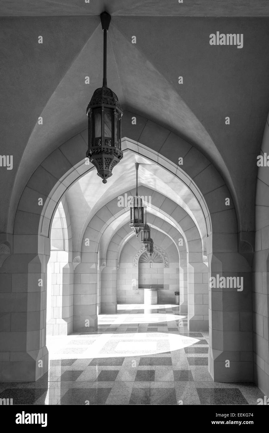 Desaturated details of Sultan Qaboos mosque Stock Photo