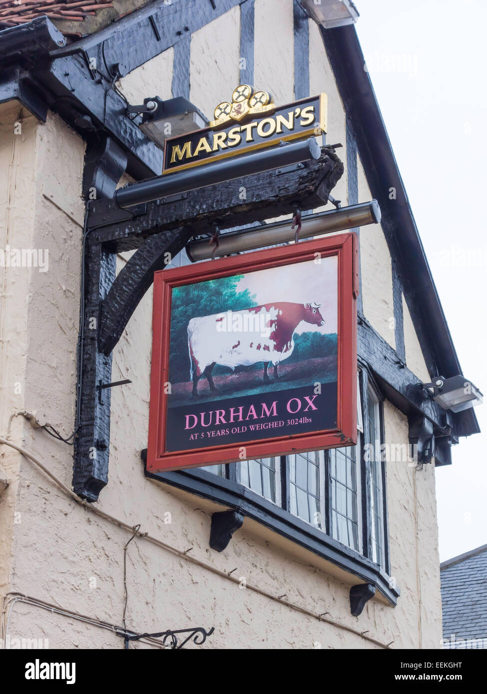 Pub sign of The Durham Ox High Street Northallerton North Yorkshire