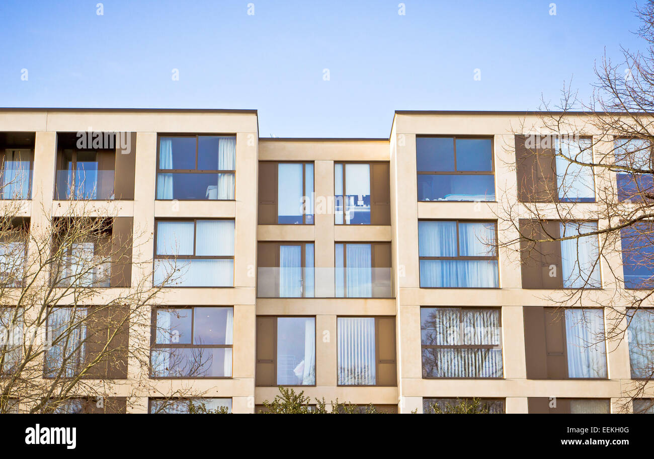 Modern apartments against a blue sky Stock Photo