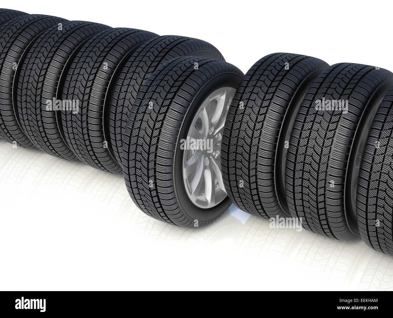 3d render of high detaled winter tyres isolated on white background Stock Photo