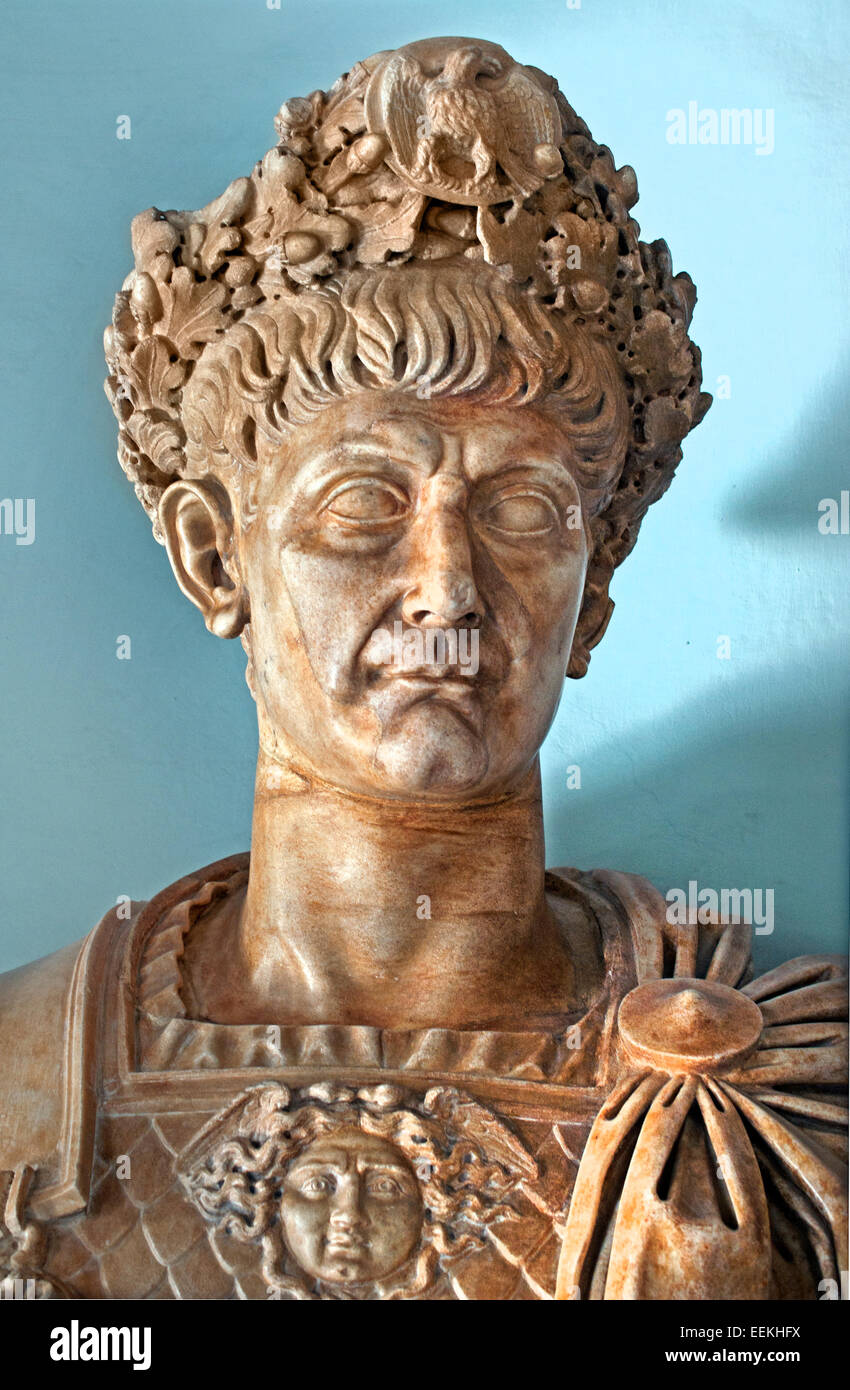 Bust of Trajan emperor  98-117 AD Roman Rome Capitoline Museum Italy Italian Stock Photo