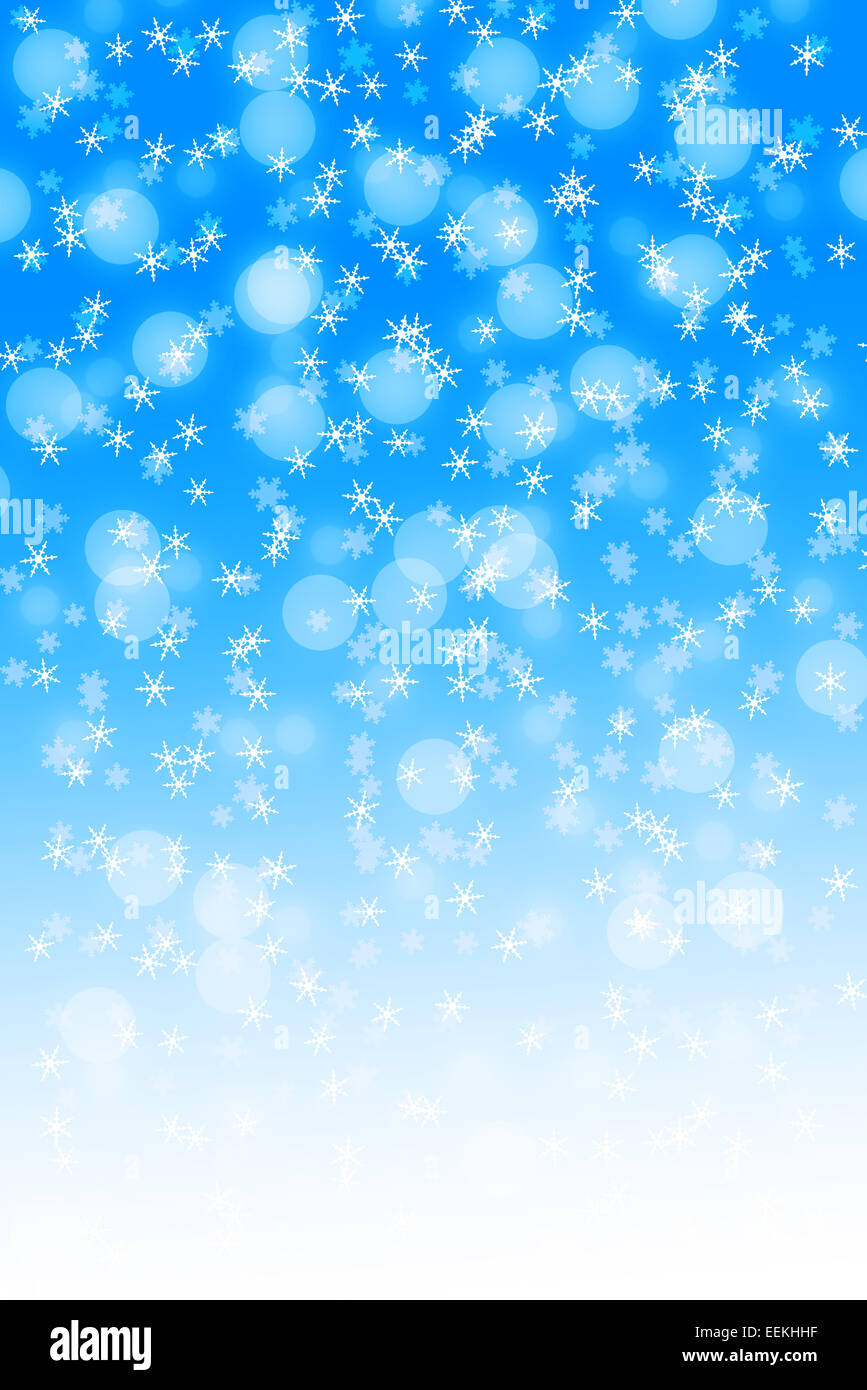 Snowfall on blue background Stock Photo - Alamy