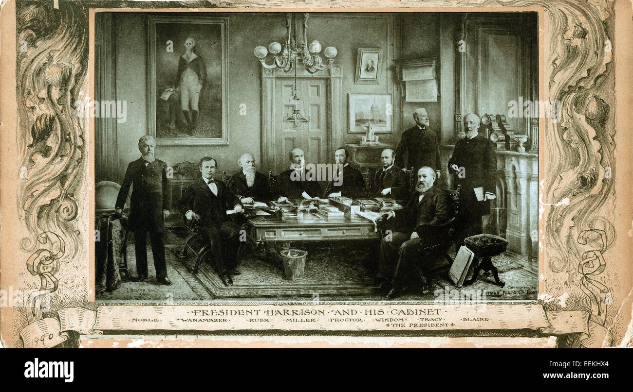 President Benjamin Harrison and his Cabinet, 1889, by William Notman Stock Photo
