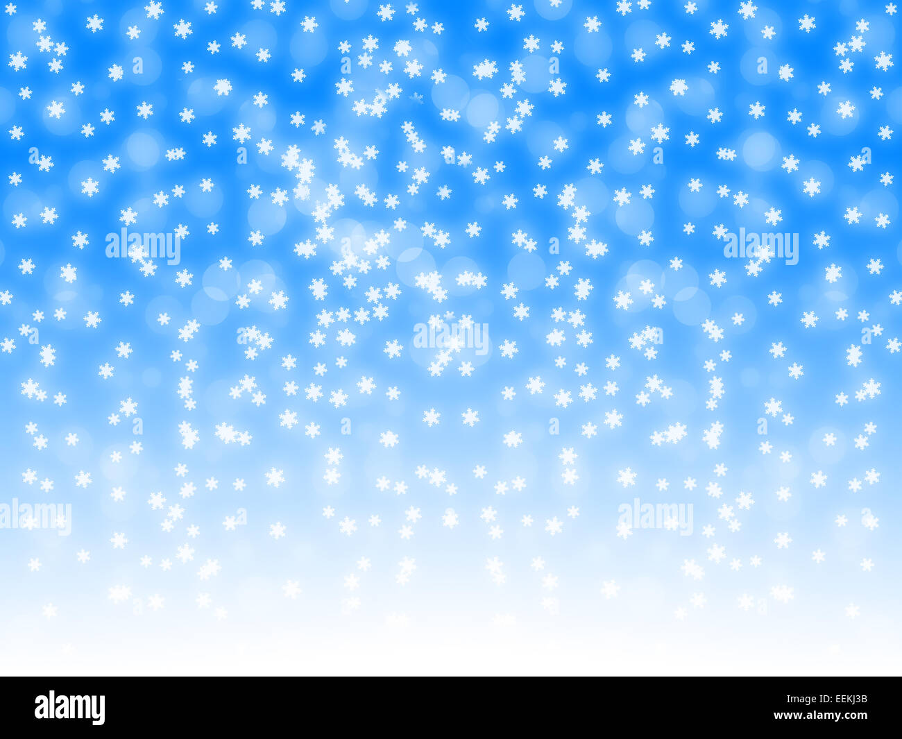 Snowfall on blue background Stock Photo