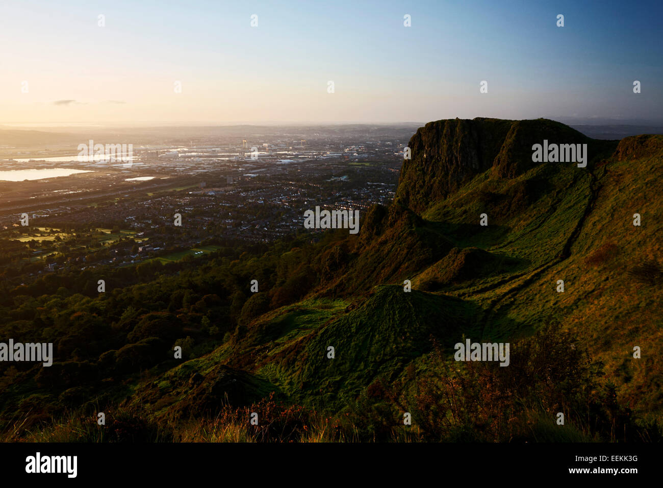 cave hill overlooking Belfast at early morning Stock Photo