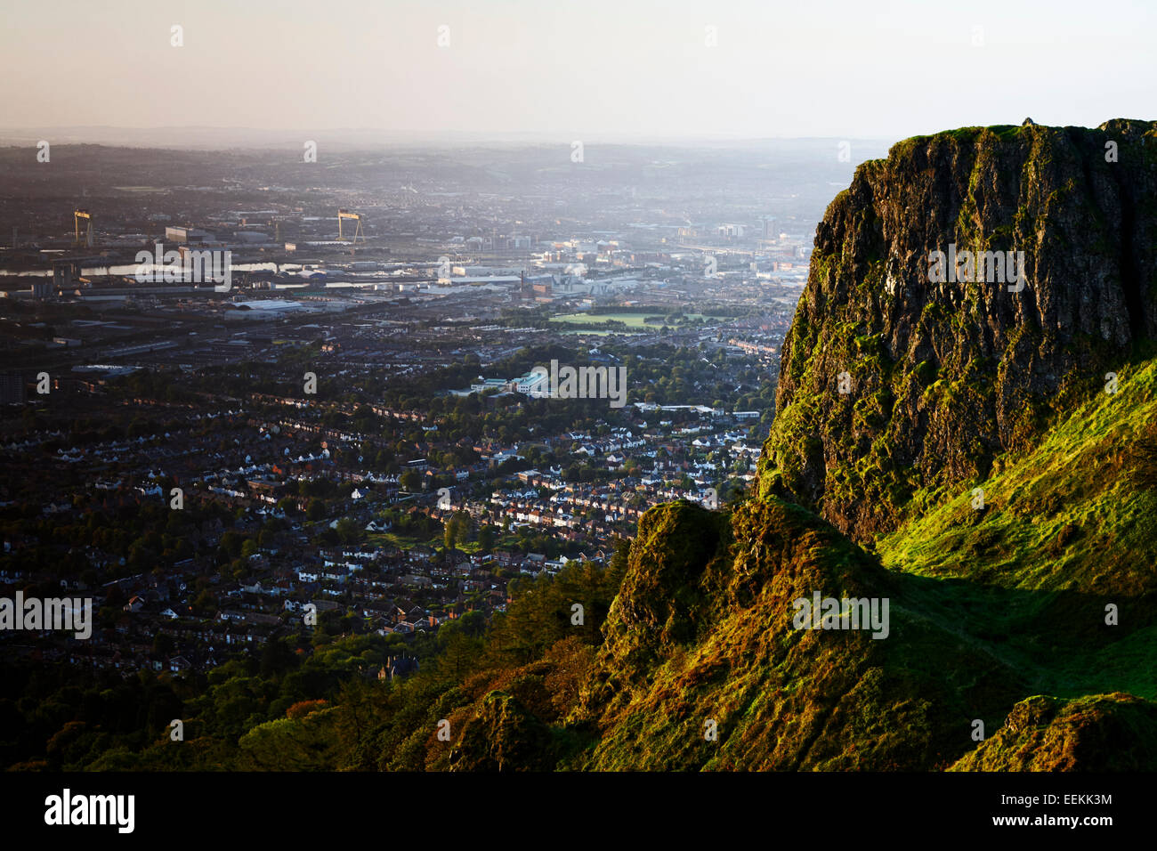 cave hill overlooking Belfast at early morning Stock Photo