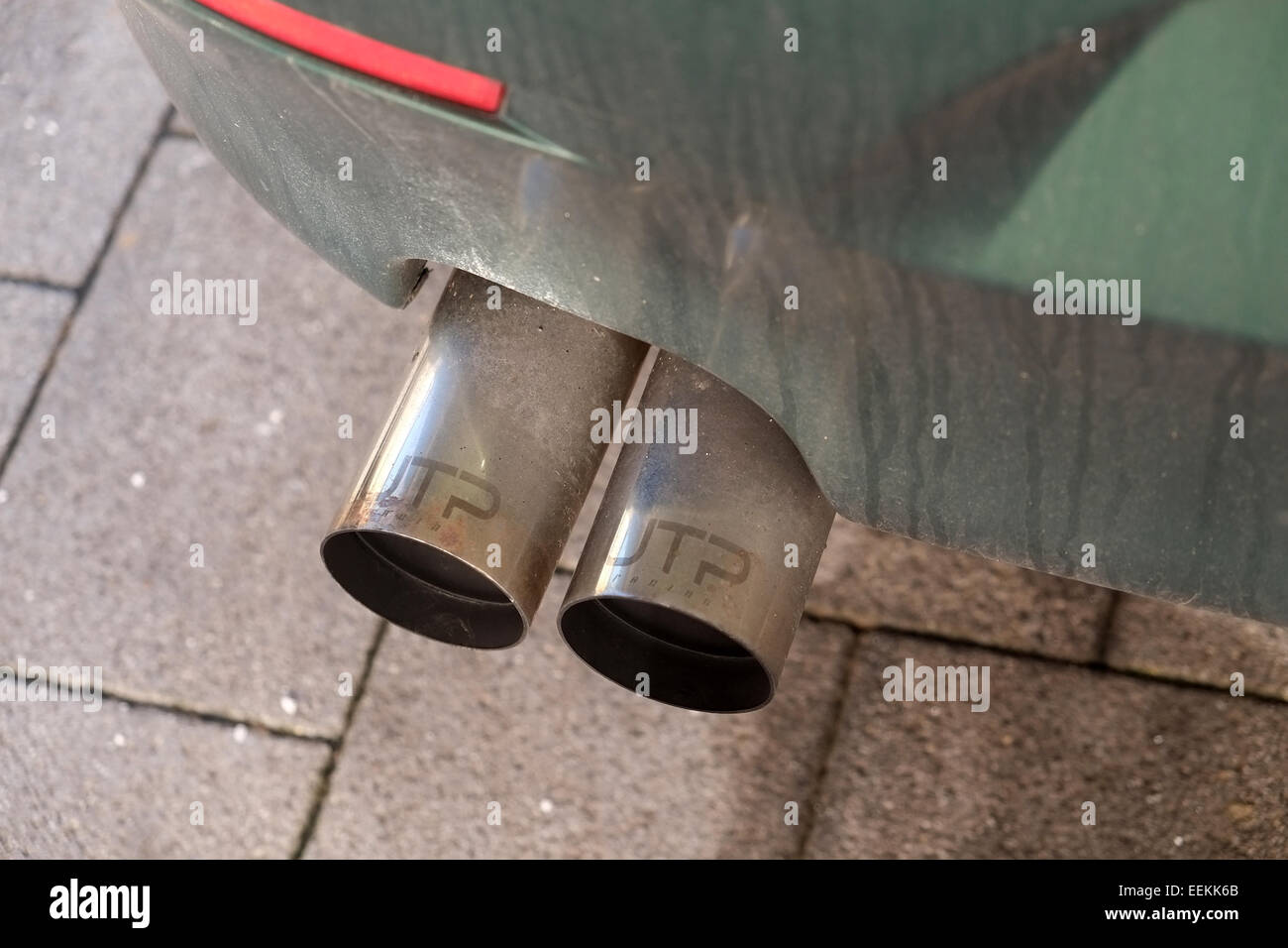 Tuned car twin exhaust pipes hires stock photography and images Alamy