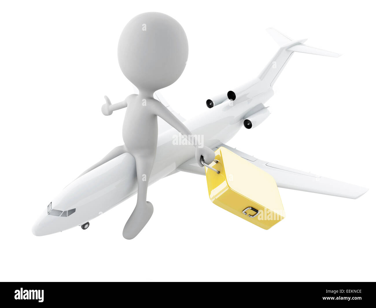 3d illustration. white people tourist with suitcases, travel concept ...