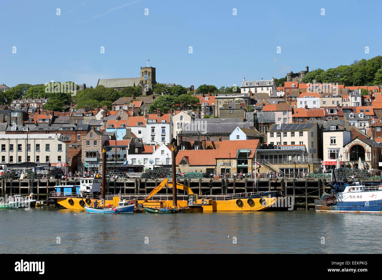 SCARBOROUGH HARBOR, SCARBOROUGH, NORTH YORKSHIRE, ENGLAND - 19th May 2014: Scarborough harbour on the 19th of May 2014. Scarboro Stock Photo