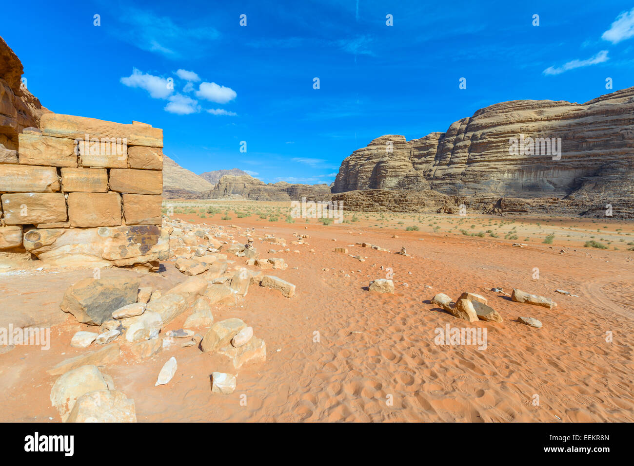 Ruins of  Lawrence of Arabia’s House in Wadi Rum desert, Jordan Stock Photo