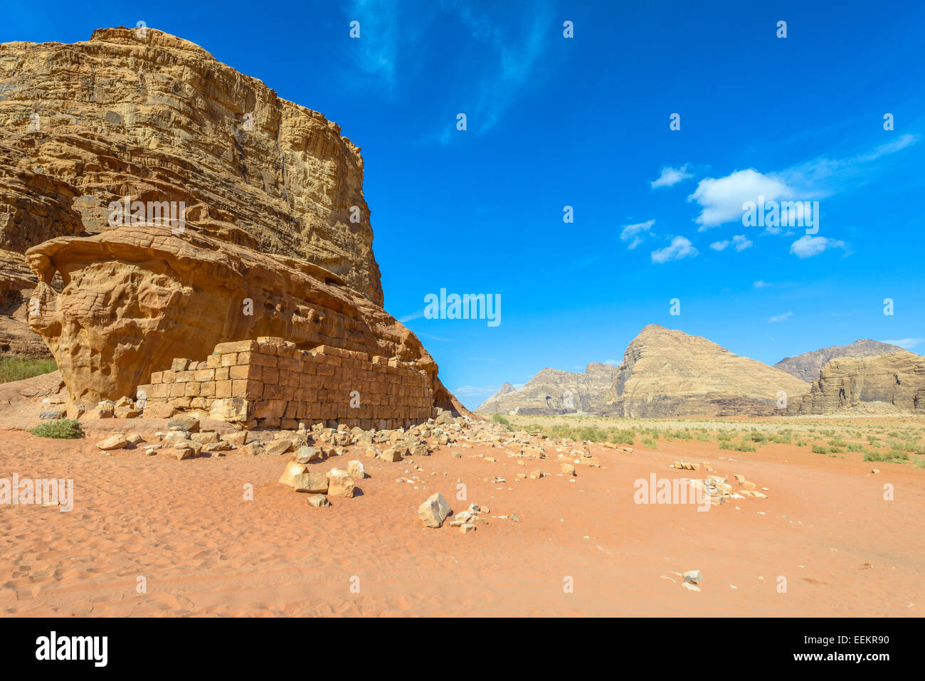 Ruins of  Lawrence of Arabia’s House in Wadi Rum desert, Jordan Stock Photo