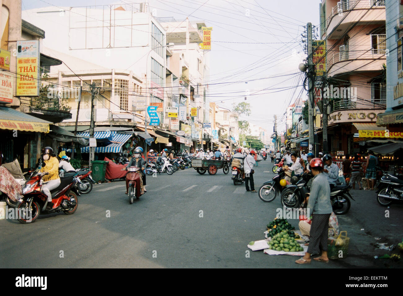 Main Street Vinh Long Can Tho, Vietnam Stock Photo