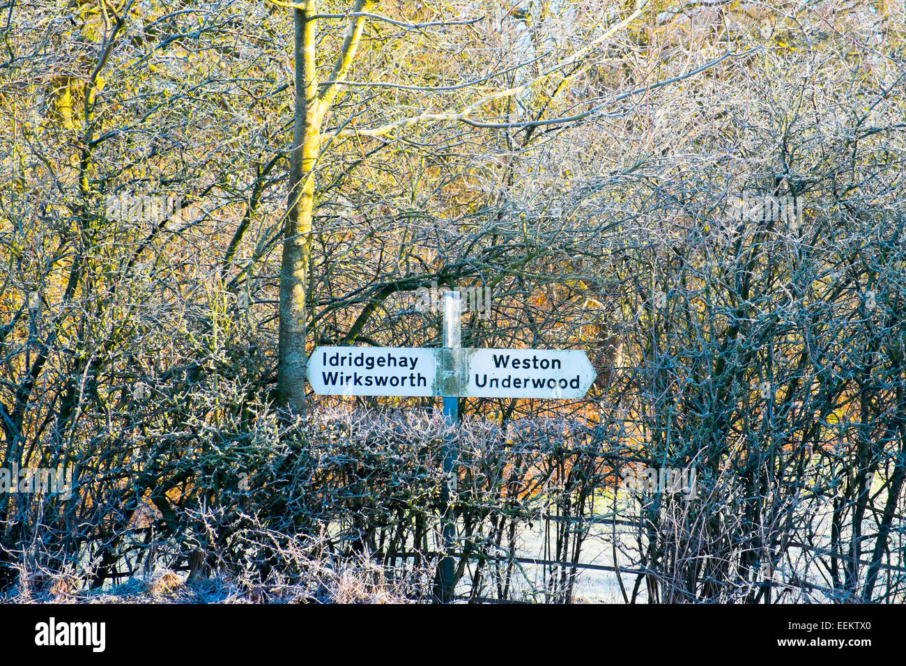 signpost in rural derbyshire dales,england Stock Photo