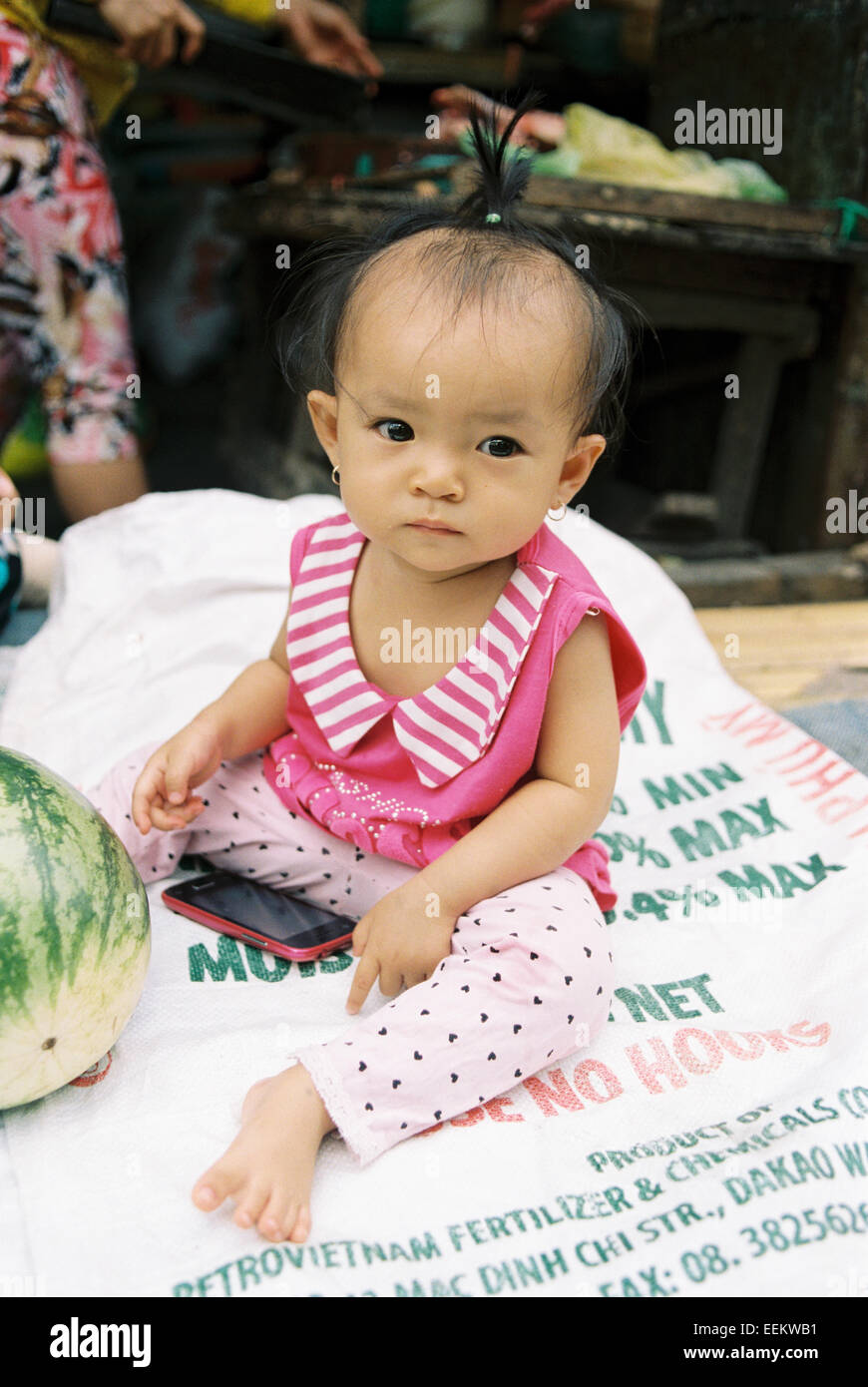 Vietnamese baby in Mekong Delta market Stock Photo Alamy