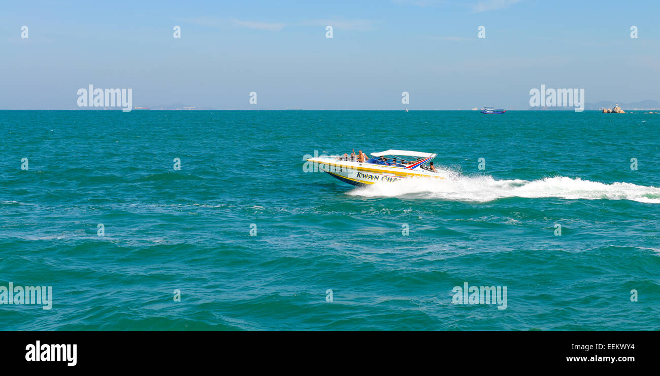 PATTAYA, THAILAND DECEMBER 29 Speedboat navigating in the Gulf of