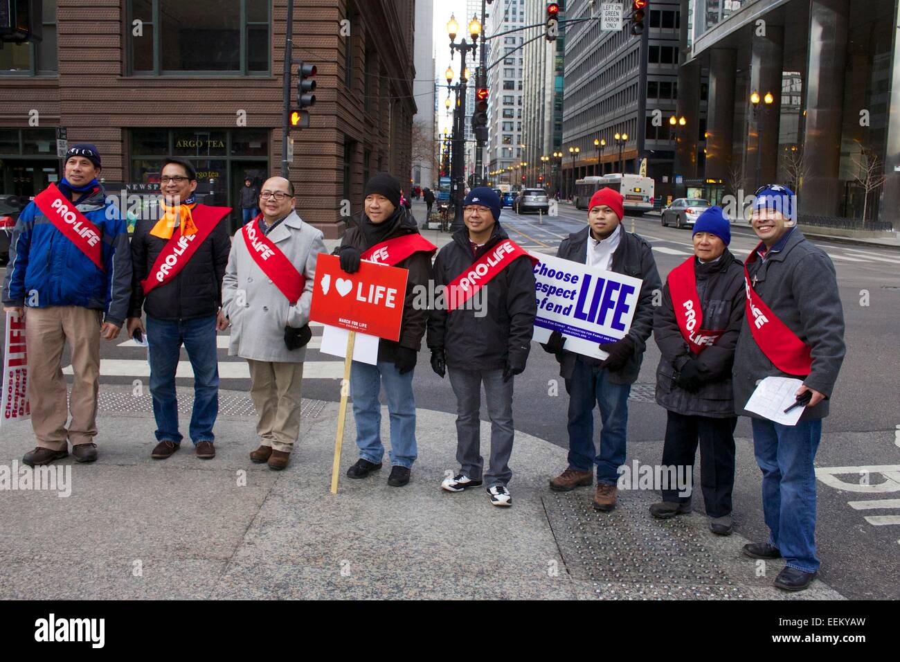 Male anti-abortion protesters, Chicago, Illinois. Stock Photo