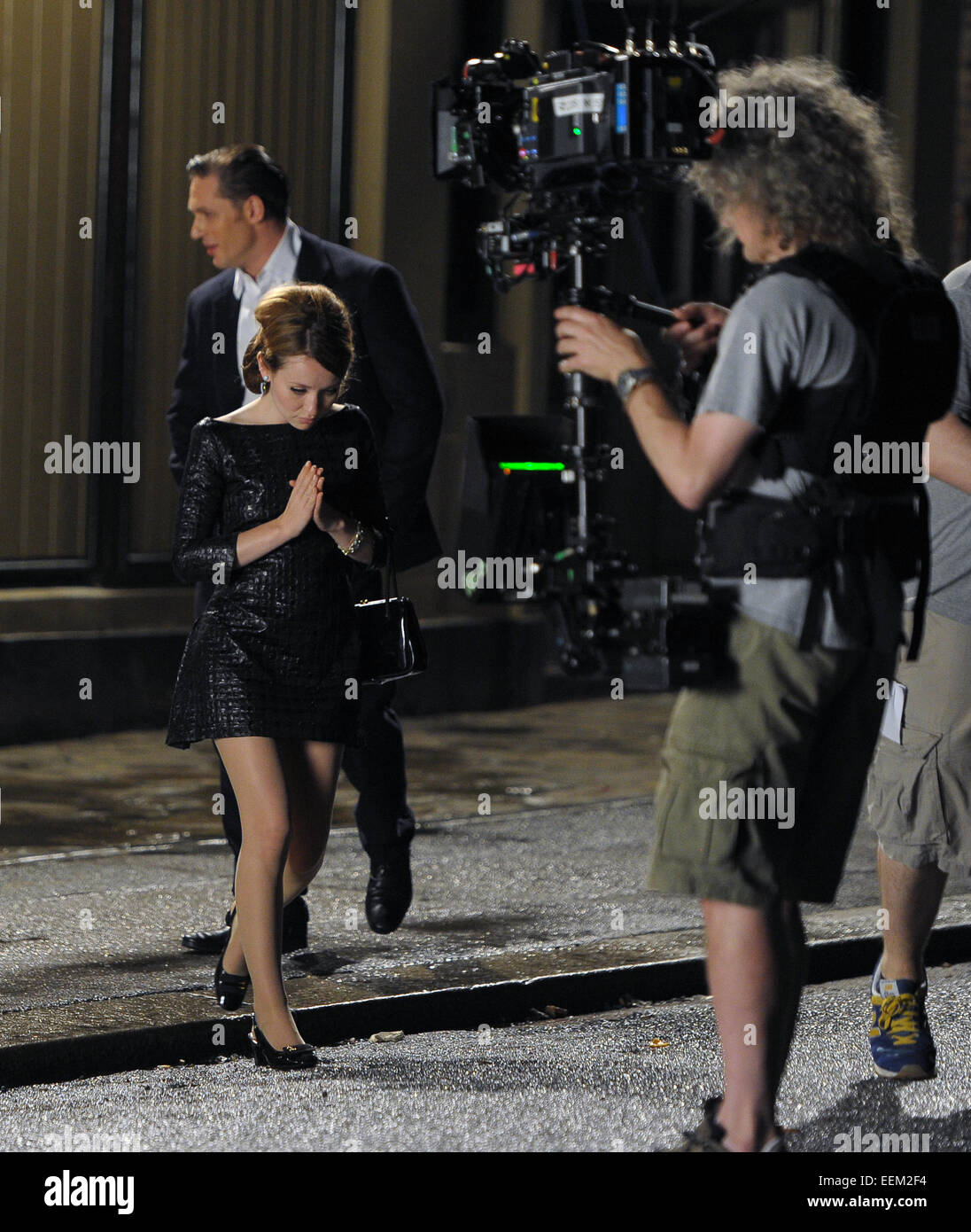 Tom Hardy and Emily Browning film scenes from their latest movie