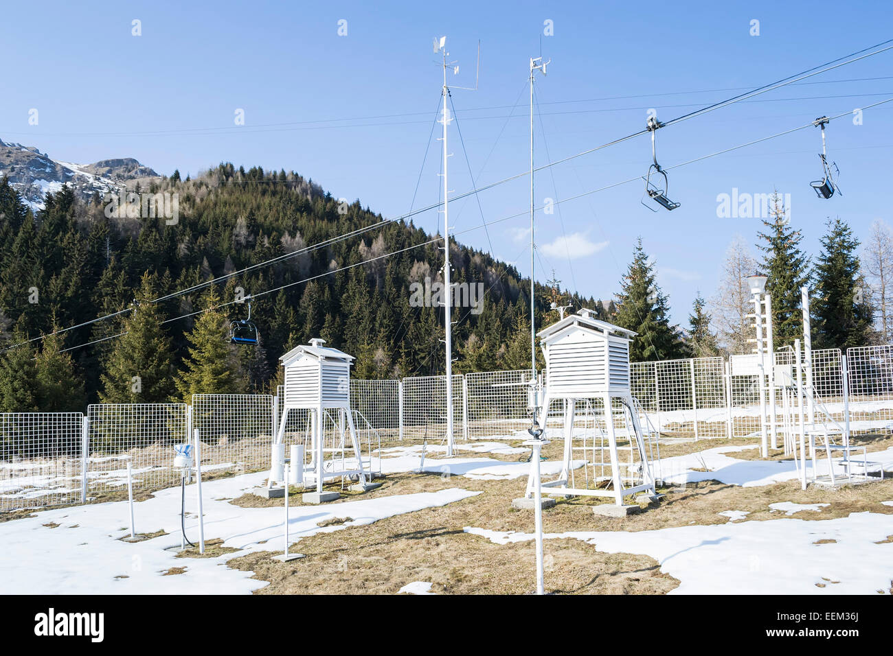 Weather station placed at altitude in the mountains Stock Photo