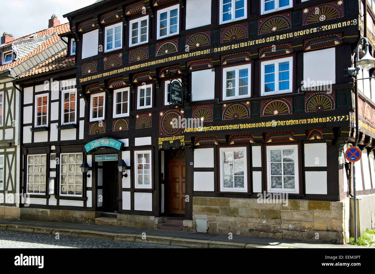 'Zur Börse', Renaissance-style half-timbered house, 1573, Goslar, Lower Saxony, Germany Stock Photo
