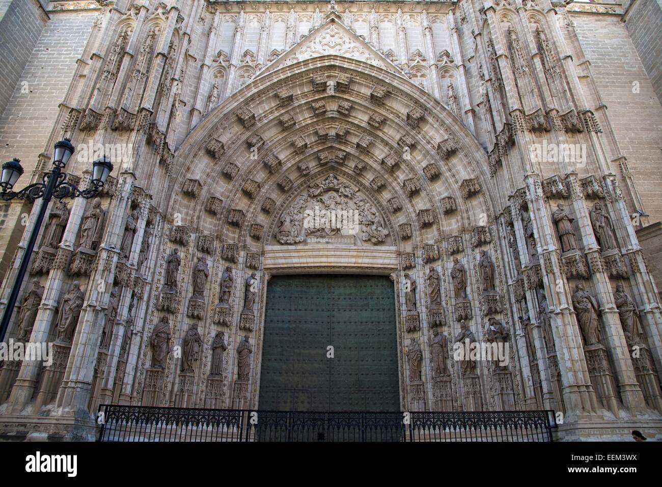 Entrance portal of the cathedral, Seville, Andalucía, Spain Stock Photo