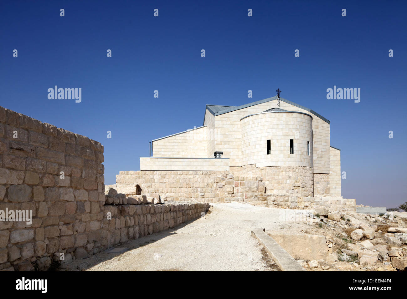 Franciscan church after renovation, Mount Nebo, near Madaba, Jordan Stock Photo
