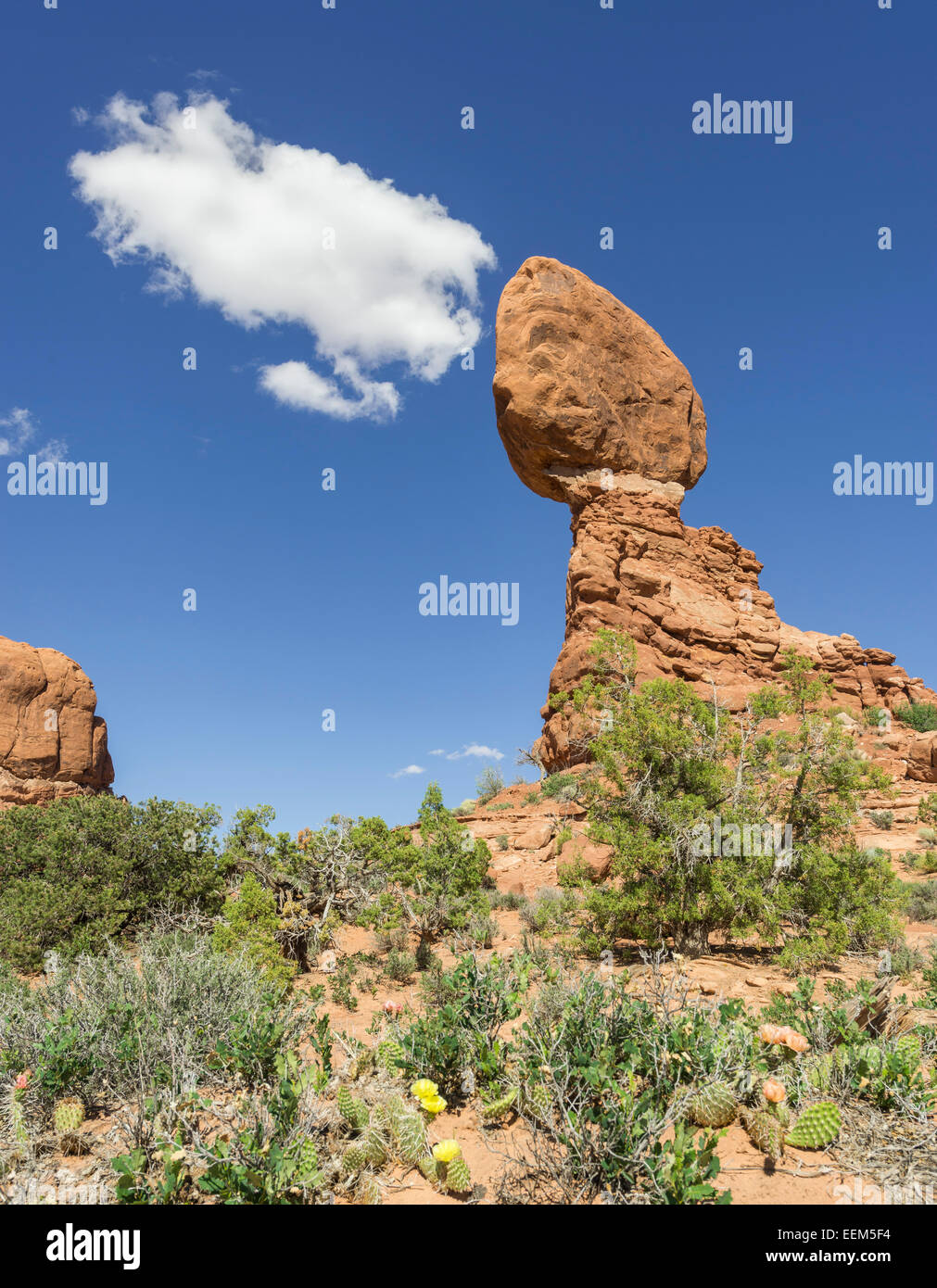 Balanced Rock, Arches National Park, Moab, Utah, United States Stock Photo