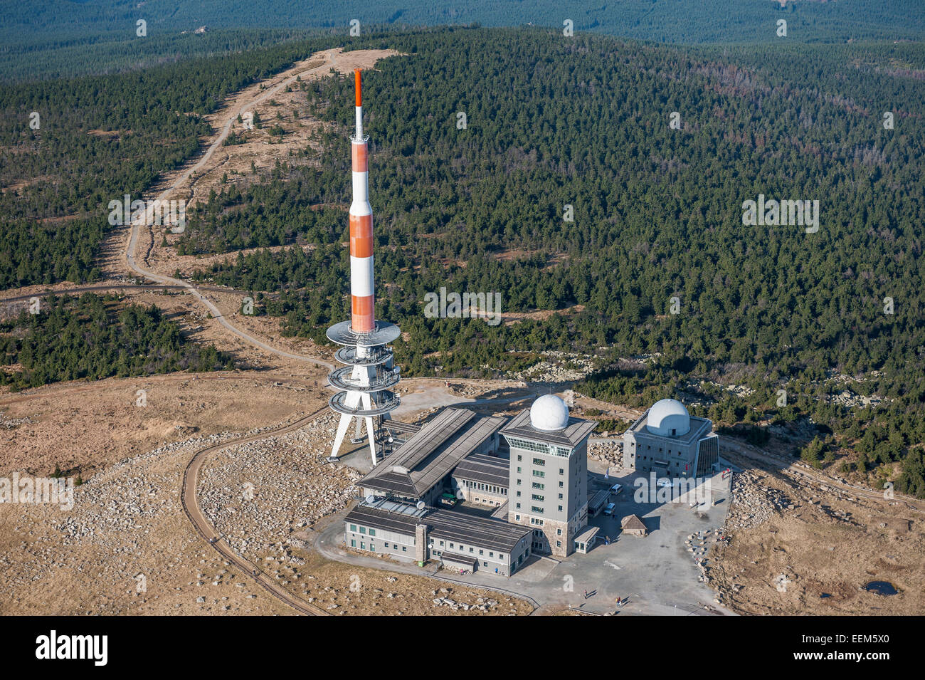 Aerial View Brockenhotel Communications Tower And Brockenhaus
