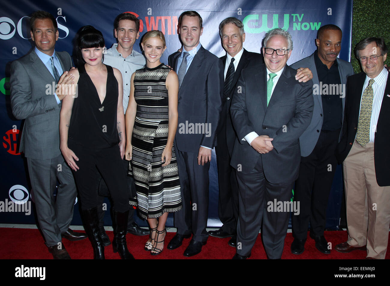 2014 Television Critics Association Summer Press Tour - CBS, CW And Showtime Party  Featuring: Michael Weatherly,Pauley Perrette,Brian Dietzen,Emily Wickersham,Sean Murray,Mark Harmon,Rocky Carroll,David McCallum Where: West Hollywood, California, United Stock Photo
