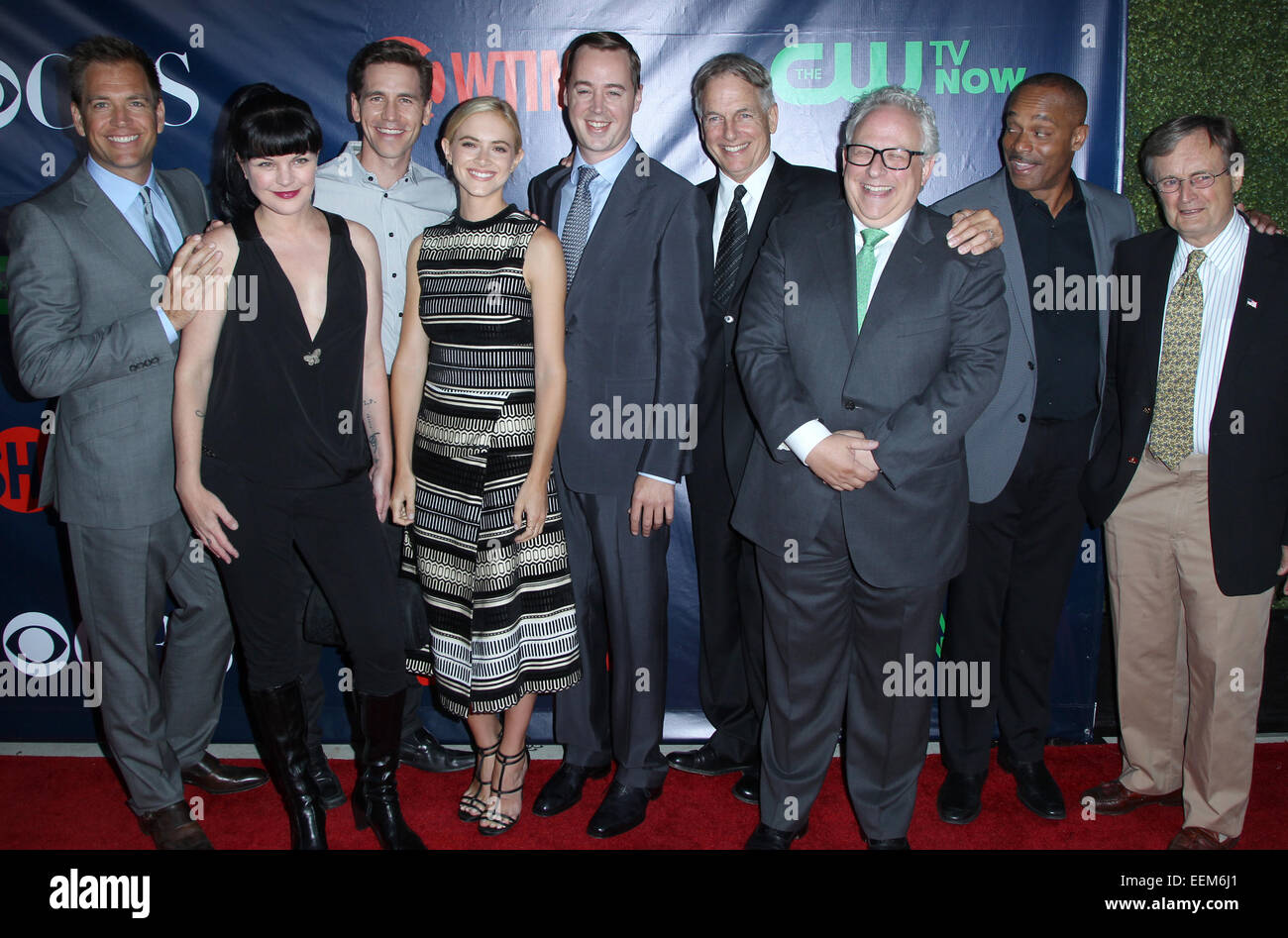 2014 Television Critics Association Summer Press Tour - CBS, CW And Showtime Party  Featuring: Michael Weatherly,Pauley Perrette,Brian Dietzen,Emily Wickersham,Sean Murray,Mark Harmon,Rocky Carroll,David McCallum Where: West Hollywood, California, United Stock Photo