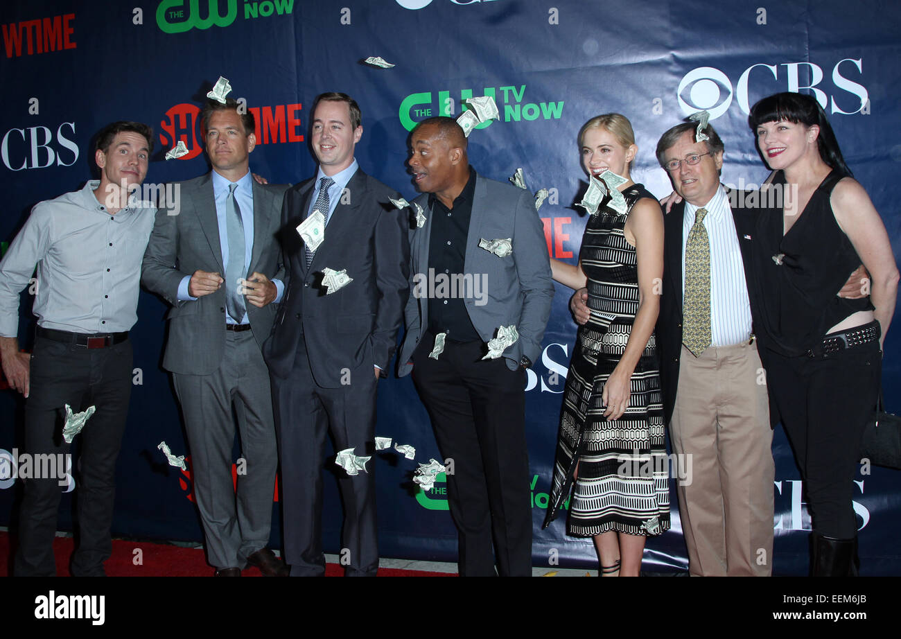 2014 Television Critics Association Summer Press Tour - CBS, CW And Showtime Party  Featuring: Brian Dietzen,Michael Weatherly,Sean Murray,Rocky Carroll,Emily Wickersham,David McCallum,Pauley Perrette Where: West Hollywood, California, United States When: Stock Photo