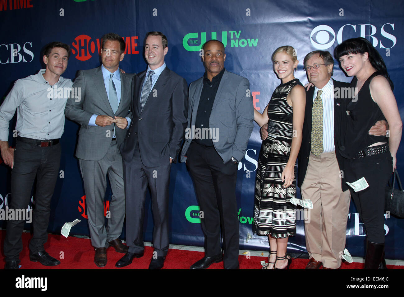 2014 Television Critics Association Summer Press Tour - CBS, CW And Showtime Party  Featuring: Brian Dietzen,Michael Weatherly,Sean Murray,Rocky Carroll,Emily Wickersham,David McCallum,Pauley Perrette Where: West Hollywood, California, United States When: Stock Photo