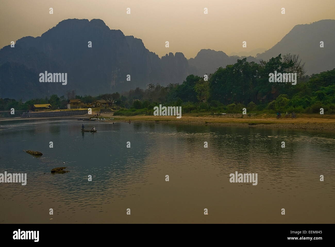 Laos, Nam Song river bank Stock Photo