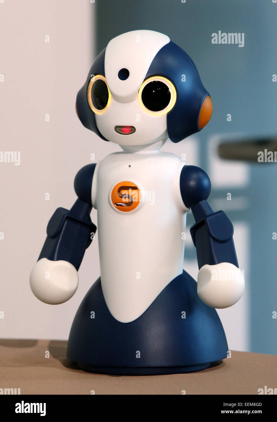 Tokyo, Japan. 20th Jan, Talking robot "Sota" is introduced to the media in Tokyo on Tuesday, January 20, 2015. The 11-inch-tall button-eyed Sota, going on sale in July at under $850,