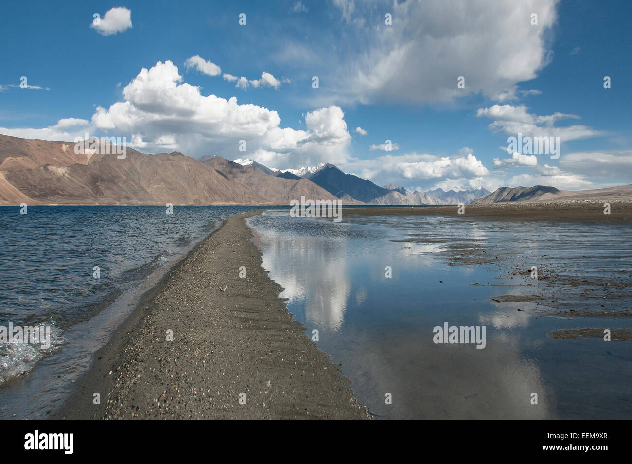 Himalayas, Tibet, Ladakh, Landscape with lake and mountain range Stock Photo