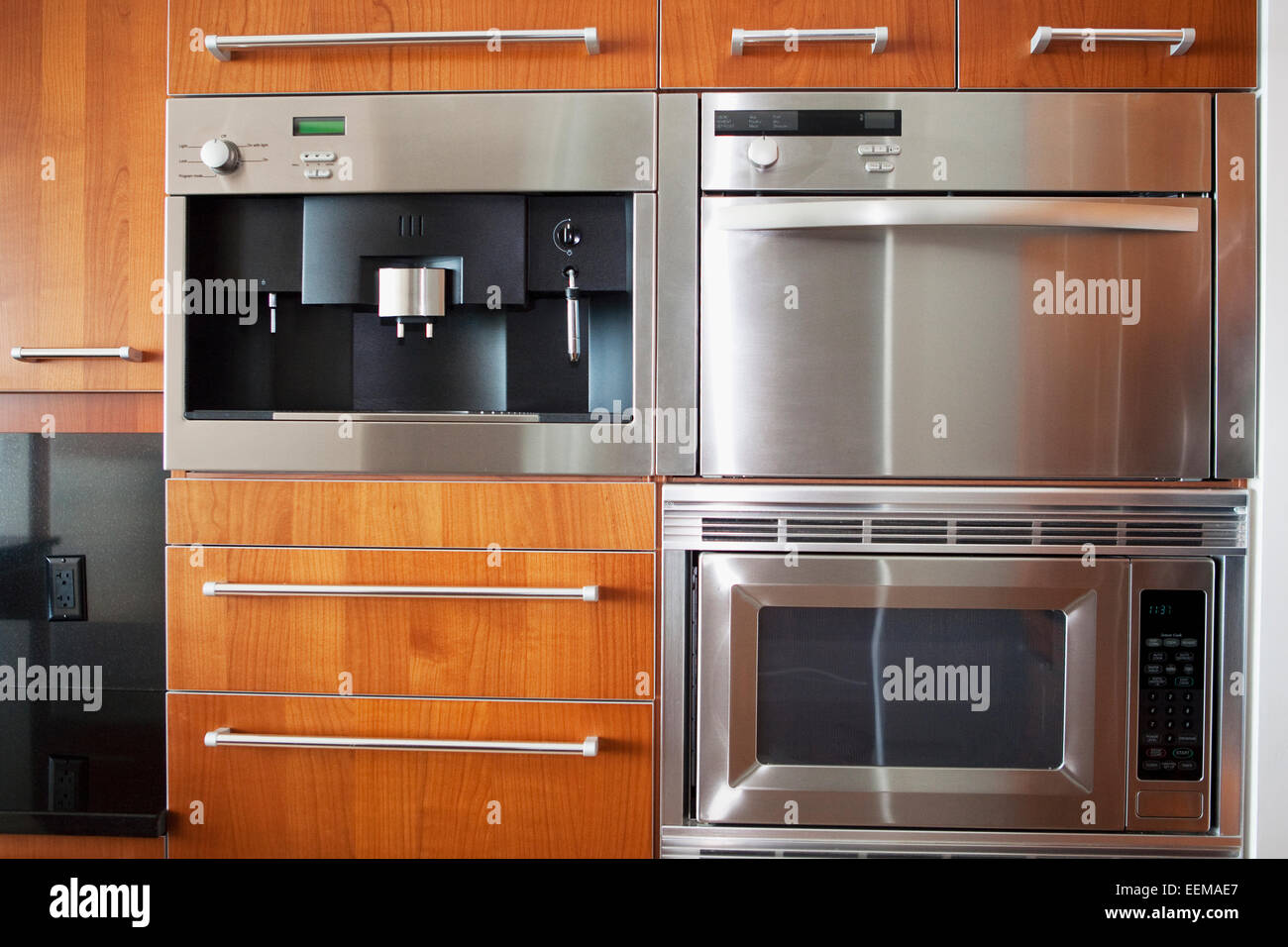Ovens, microwave and cabinets in modern kitchen Stock Photo - Alamy