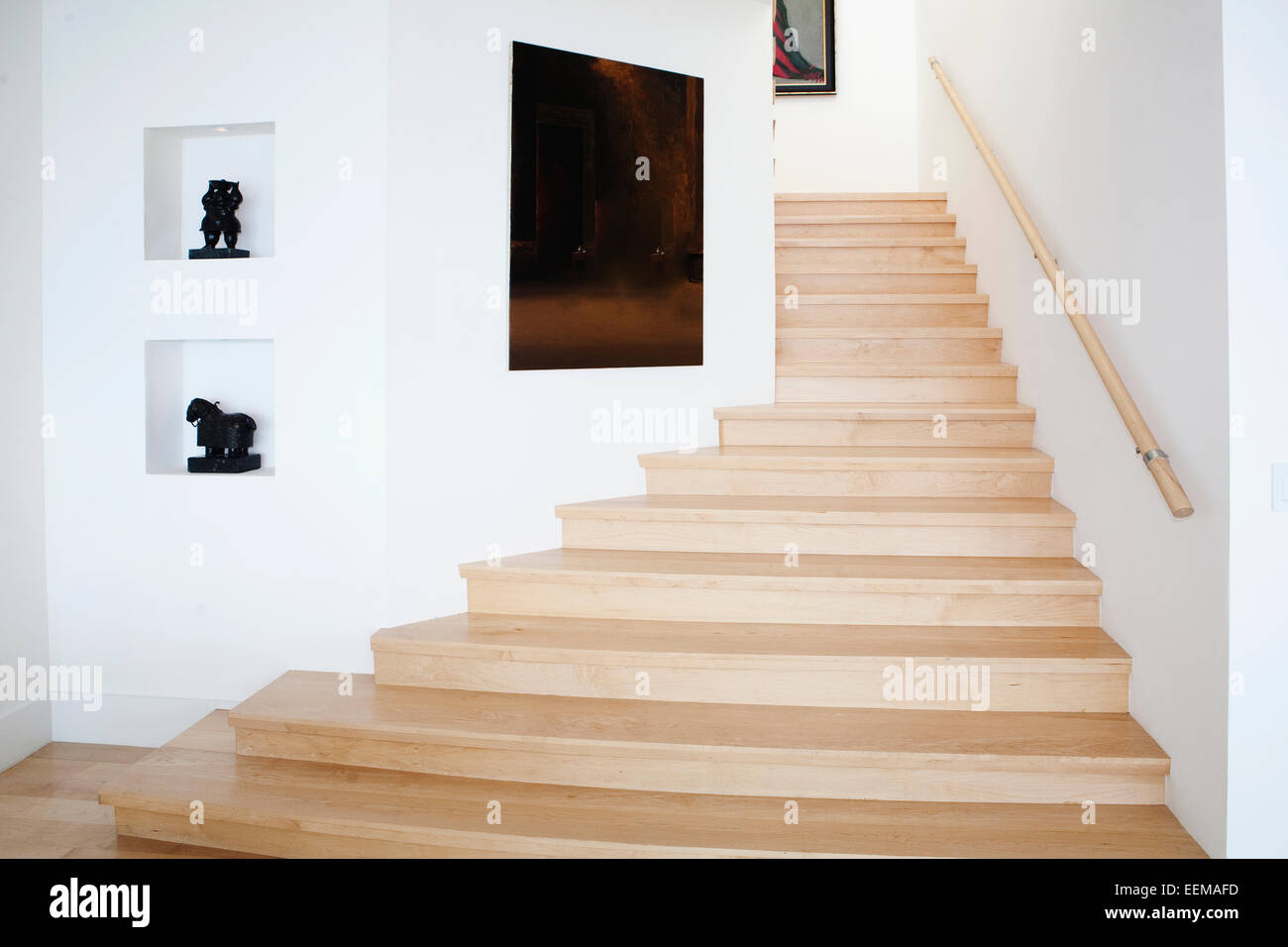 Modern staircase and wall art Stock Photo Alamy