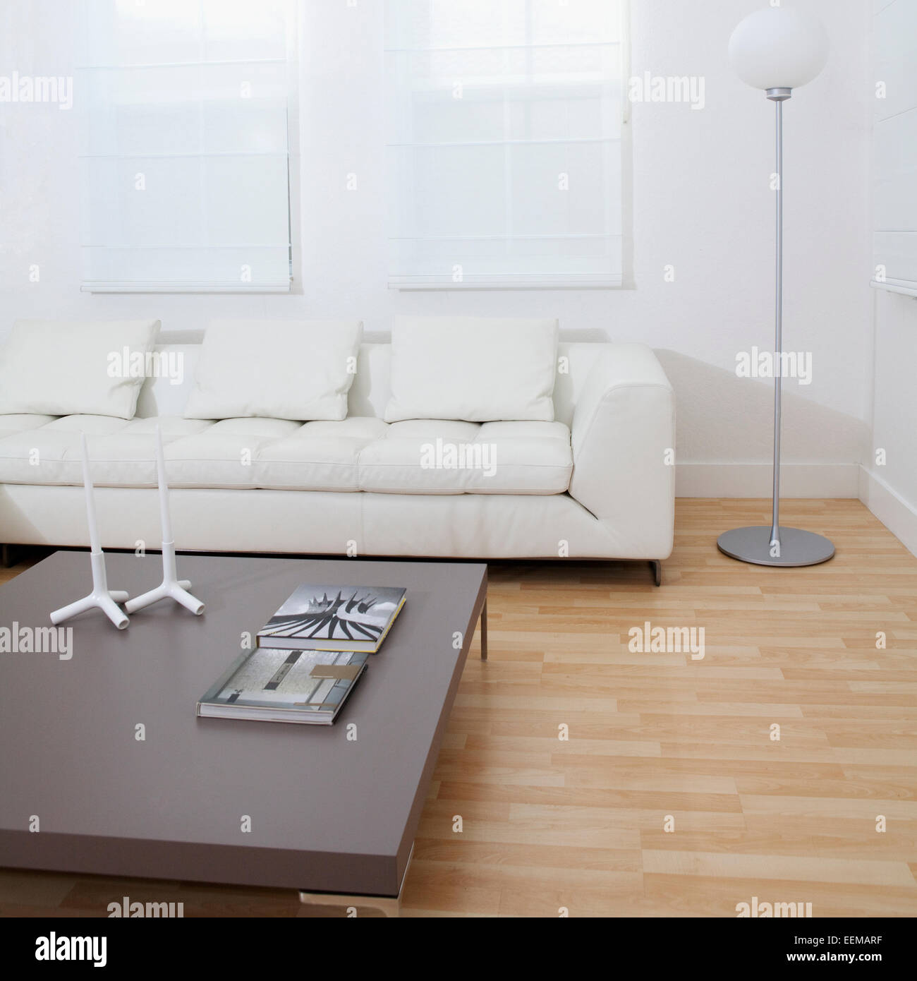 Sofa, coffee table in modern living room Stock Photo - Alamy