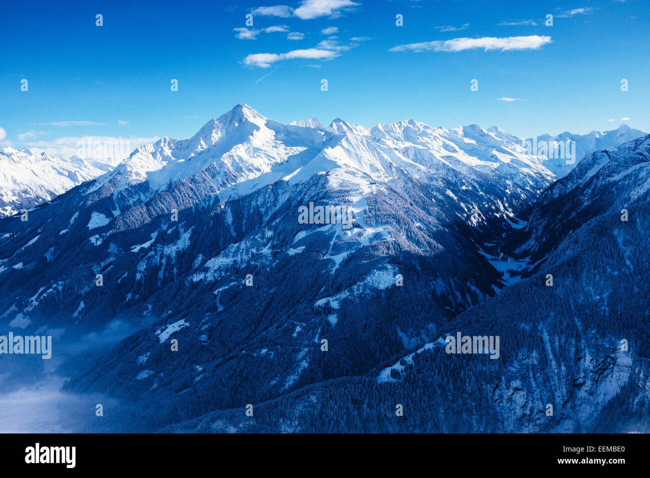 Zillertaler alps over Mayrhofen, Tirol Austria Stock Photo
