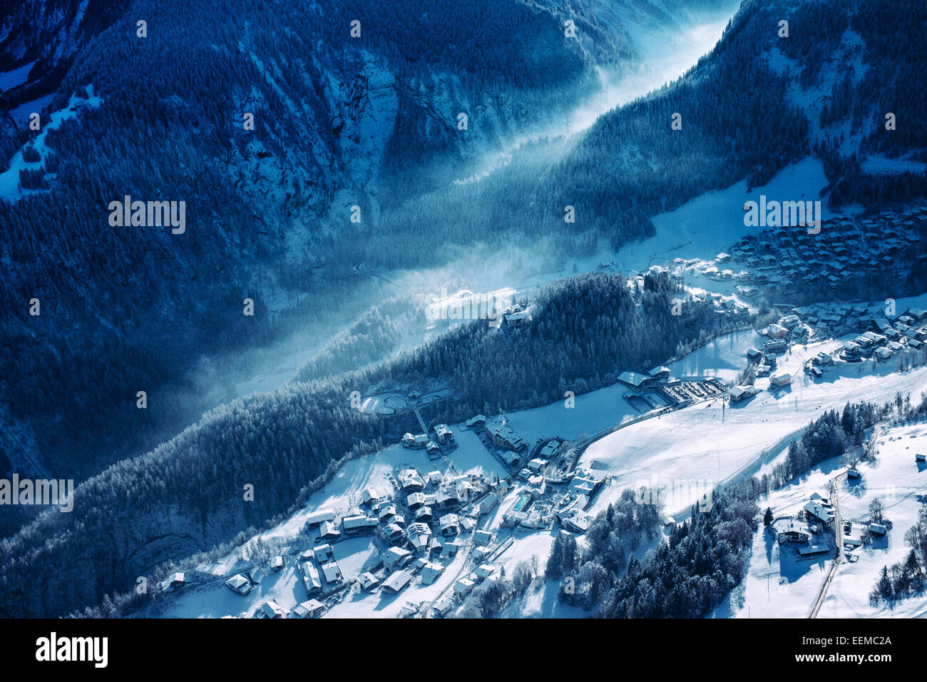 Zillertal valley seen from air, Tirol, Austria Stock Photo