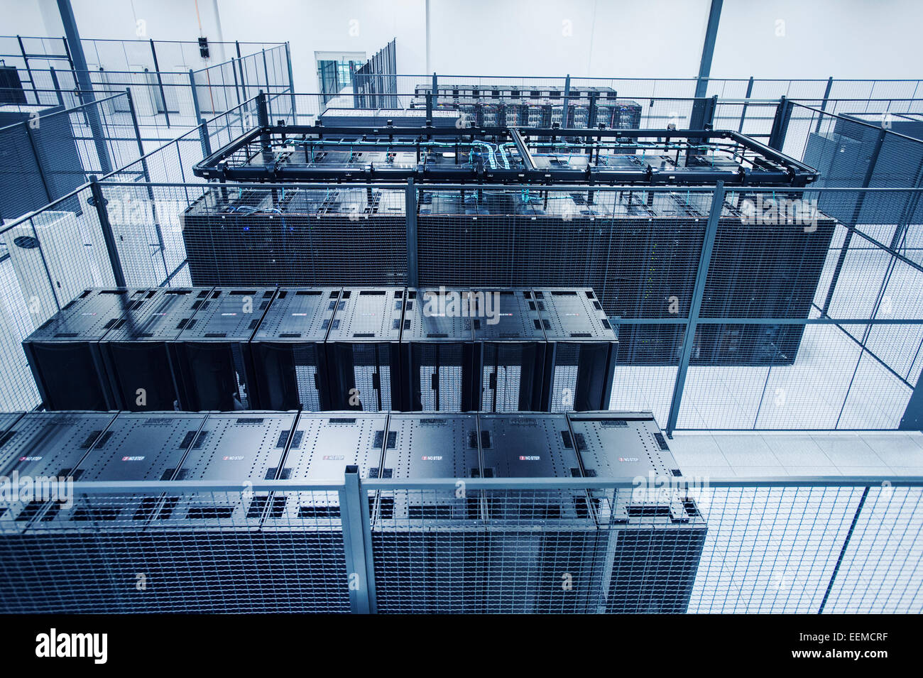 High angle view of technology in server room Stock Photo