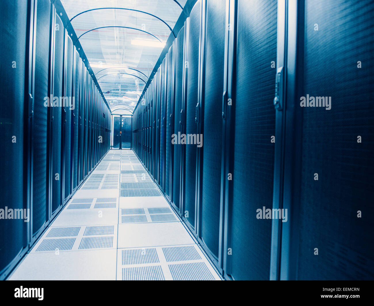 Cabinets in empty server room Stock Photo