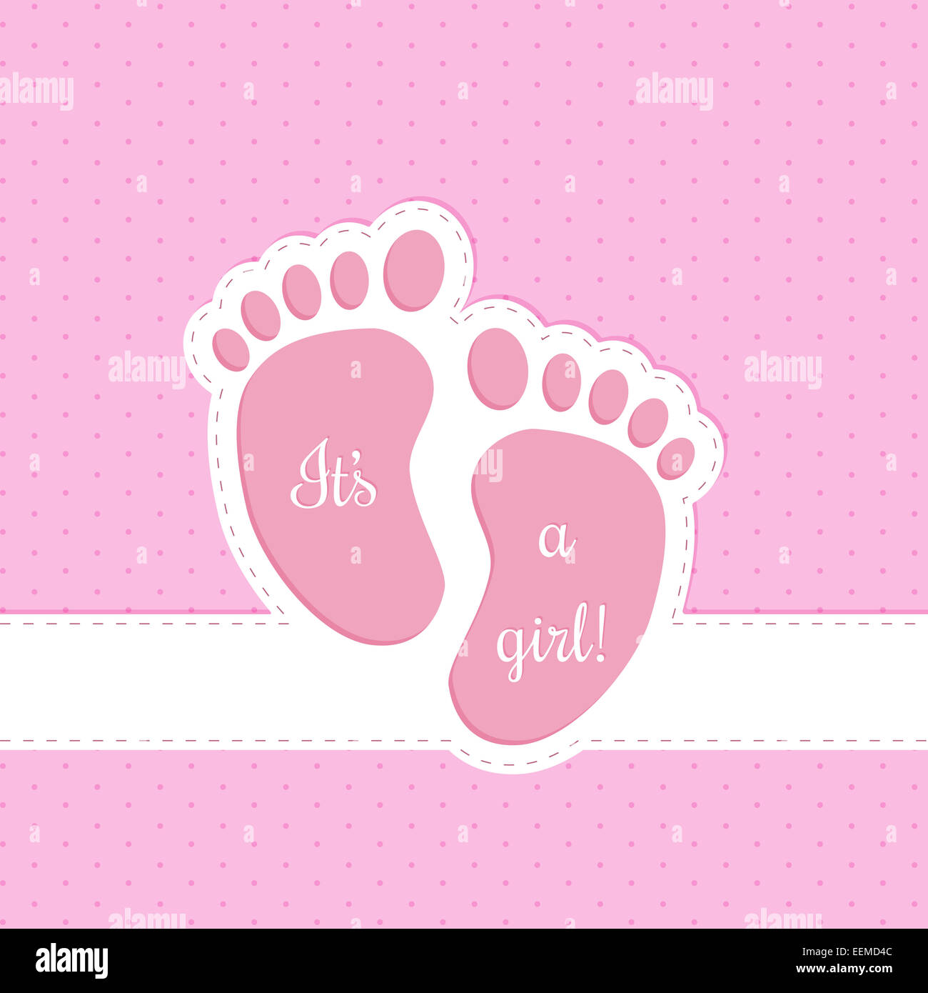 Baby shower greeting card invitation design for baby girls Stock Photo