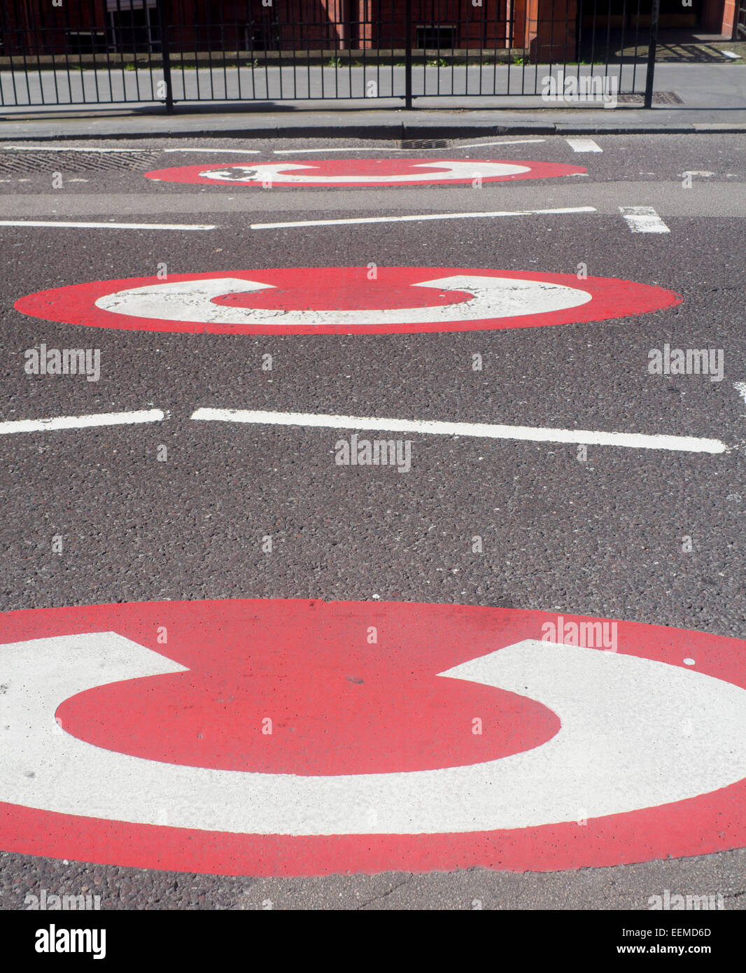 Congestion charge signs on road London England UK Stock Photo