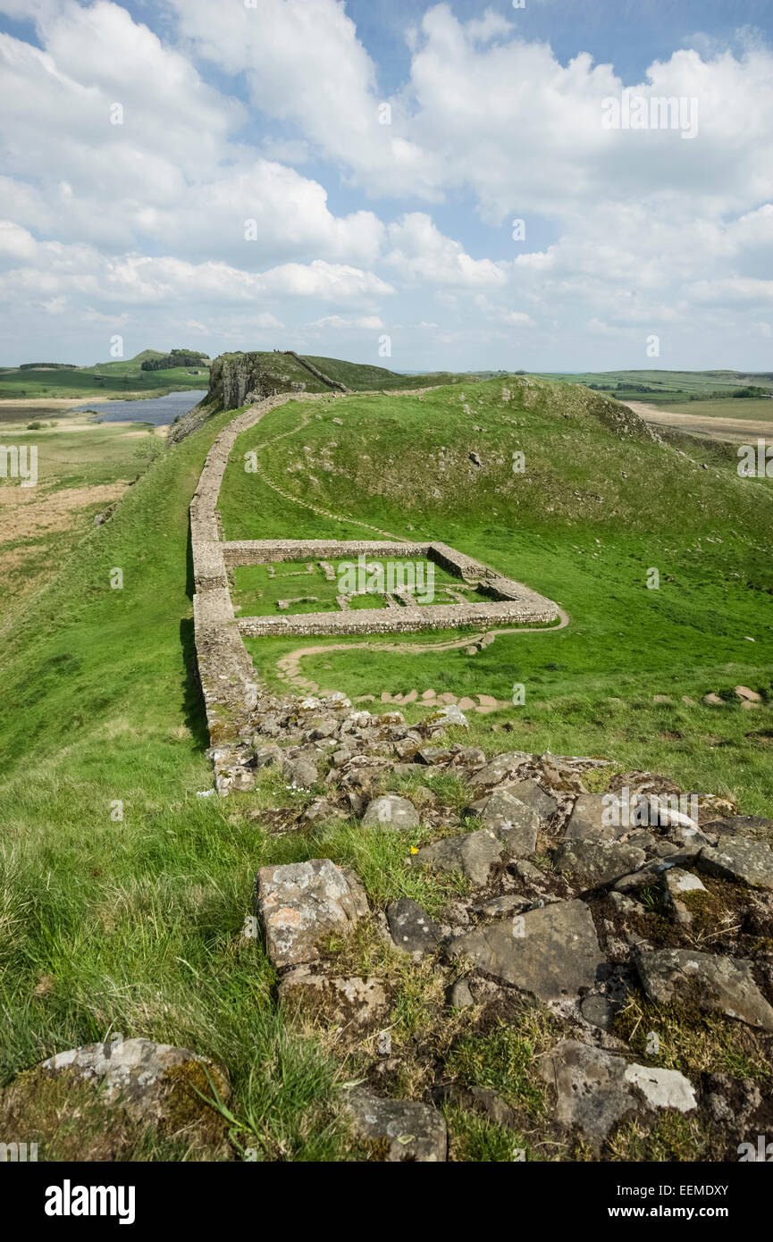 Hadrians Wall Mile Castle near Steel Rigg Stock Photo