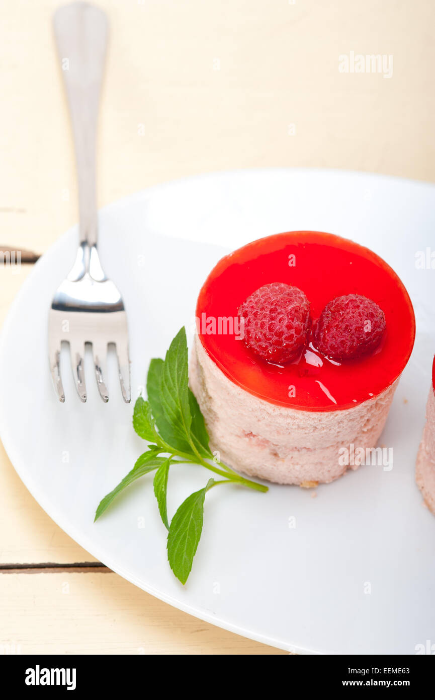Round Raspberry Sweets fresh raspberry cake mousse dessert round shape with mint leaves Stock ...