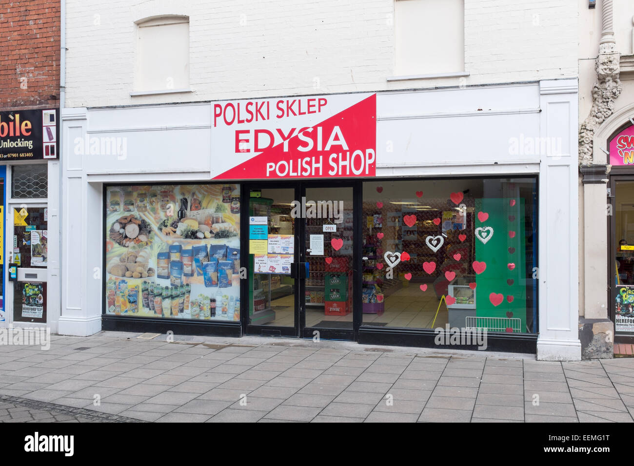 Edysia Polski Sklep Polish Shop in the Herefordshire City of Hereford Stock Photo